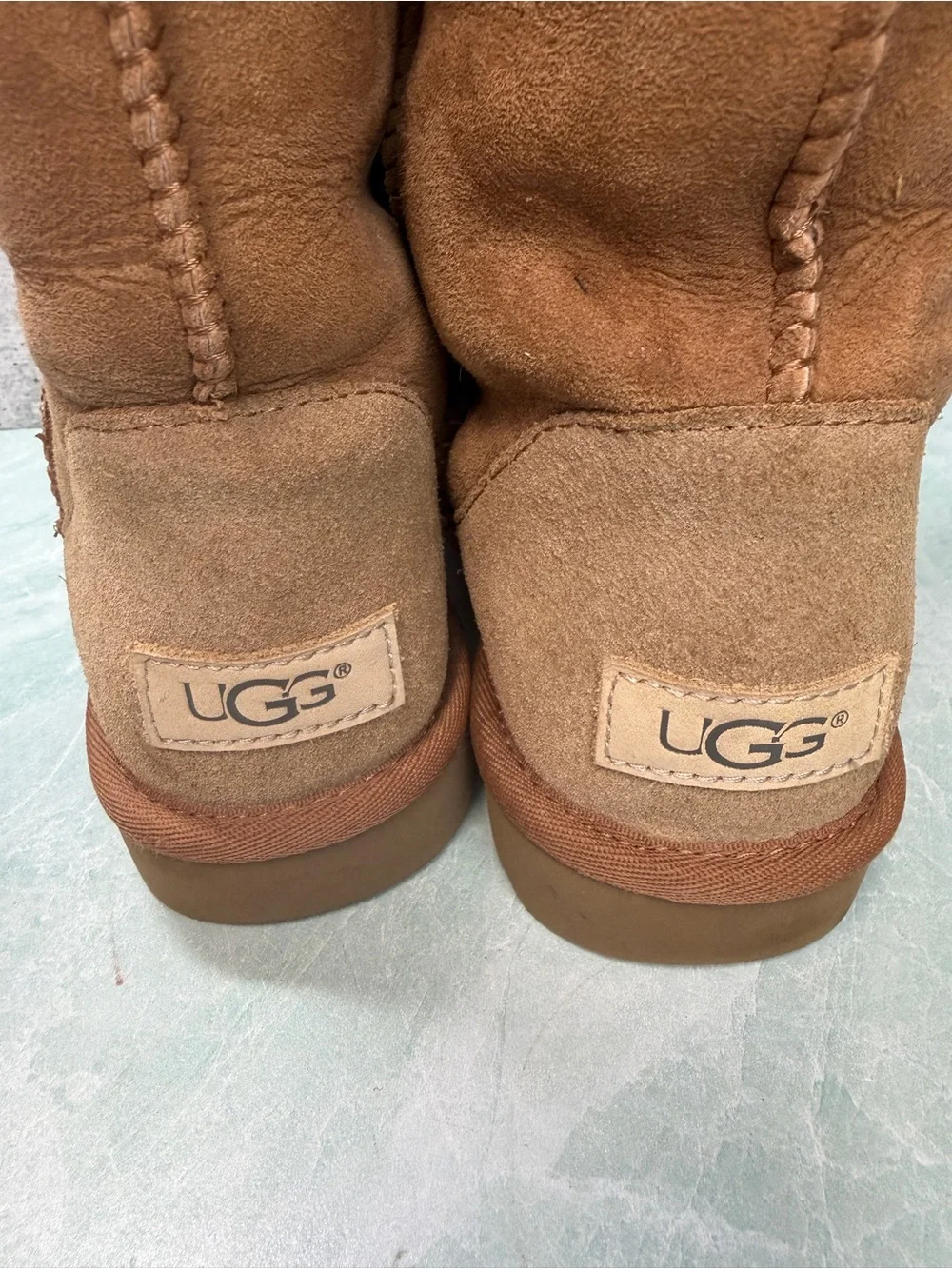 UGG Classic Tall Suede Winter Boots in Chestnut Shearling Lining Size 7